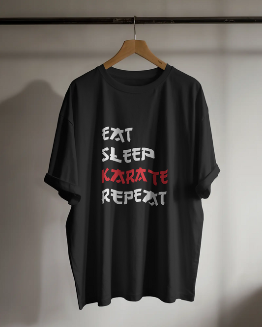 Armourr - Eat Sleep Karate Repeat | Martial Mastery Collection | 180 GSM Supercombed Cotton T-Shirt